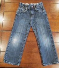 Mini Boden Adjustable Waist Boy's Distressed Knees Blue Jeans size 6-Y