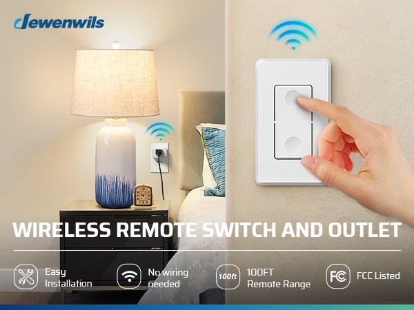 DEWENWILS Wireless Light Switch, Remote Control Outlet Switch for Lamps, Lights,