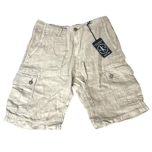 100% Linen Casual Shorts Tan Mens Size 
