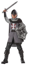 Medieval Renaissance Child Knight Costume Dragon Slayer 8 Pc Gry Blk Costume L