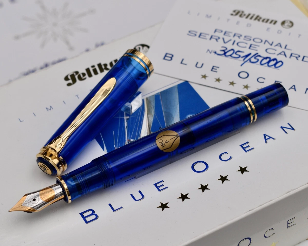 PELIKAN M800 Blue Ocean Limited Edition 5000 Fountain Pen F w/ PF 