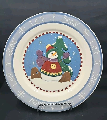 CARRIAGE HOUSE DESIGNS LET IT SNOW Cookie SALAD PLATE 8" JACKIE EHMAN CHRISTMAS