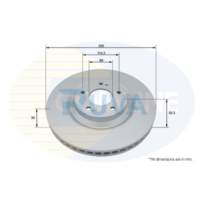 Fits Hyundai i30 2017- 1.0 1.4 1.6 CRDi 2.0 Ruva Front Brake Disc #1 51712S0000