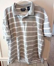 Chaps Stretch Golf Polo Shirt Gray and White Stripe Short Sleeve Men's XXL