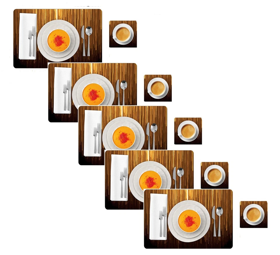 PVC Heat Resistant Dining Table PlaceMats with Coaster 45cmx30cm Set of 6 US - Image 3 of 3