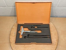 Mitutoyo 129 Depth Gauge Micrometer Set with Rods in Case Free Ship