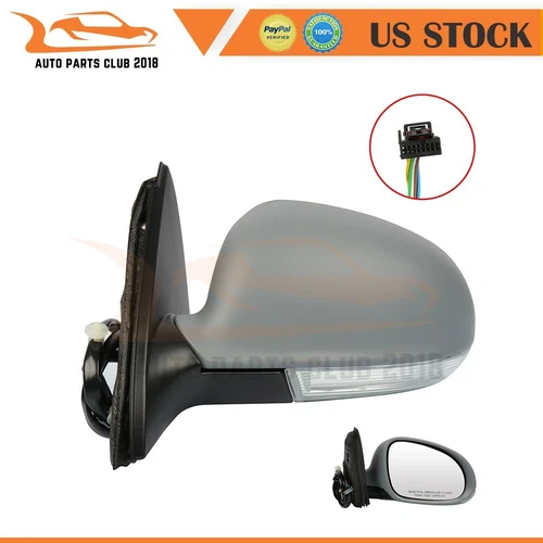 For 05-10 Volkswagen Jetta Manual Fold Power Signal Lamp Primed Heated LH Mirror