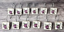 Set of 12 Floral Resin Ceramic Shower Curtain Hooks Very beautiful 
