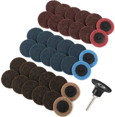 31Pc 1'' 25mm Sanding Disc Roll Lock With Tray Holder For Metal Surface Cleaning