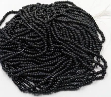 Vintage Glass Czech Seed Beads Jet Black One Full Hank Size 11/0 C11-66