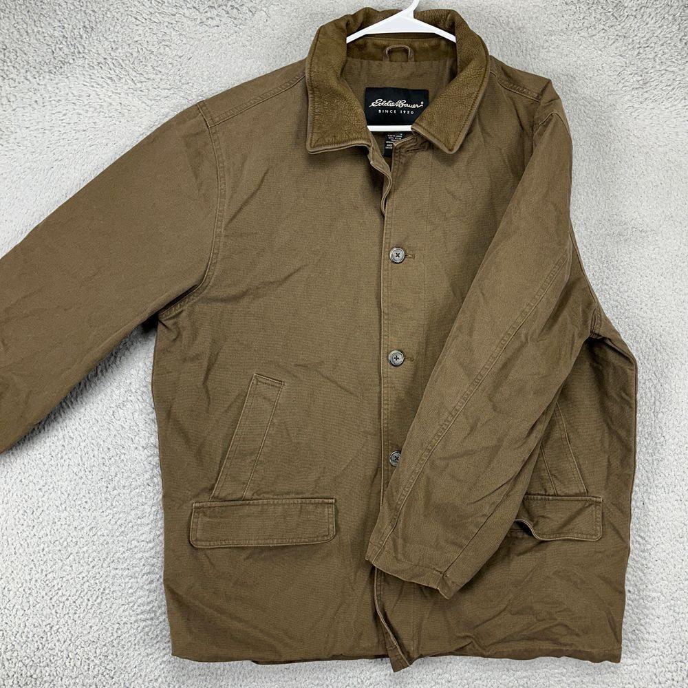 EDDIE BAUER / ジャケット/コットン/BRW/無地 Eddie Bauer Barn Chore Jacket Mens Large Brown Canvas Leather