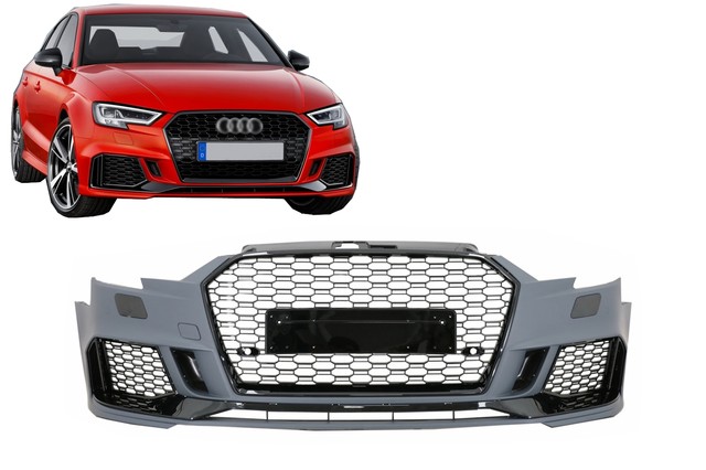Pare-choc pour Audi A3 8V Facelift 16-19 Sedan Cabrio RS3 Look Noir brillant