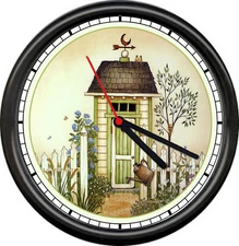 Country Outhouse Farm Cowboy Bathroom Decorating Farmer Decor Sign Wall Clock