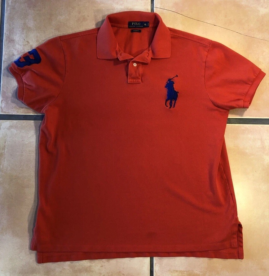 Polo Ralph Lauren camicia uomo XL rossa manica corta polo #3 Big Pony