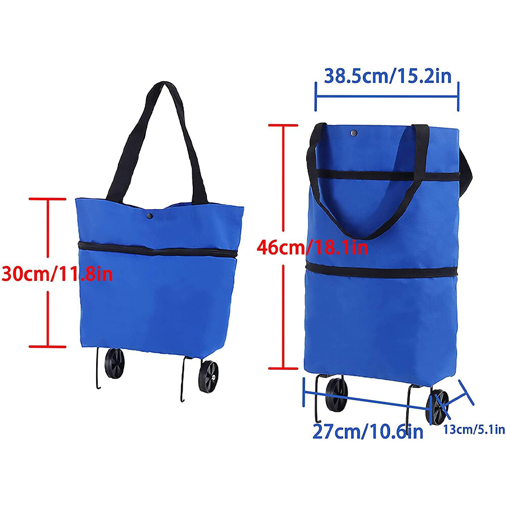 Lightweight Folding Shopping Cart Trolley - 2-Wheel Pull Cart With Bag, Metal Frame (UK Made) 2 thumbnail image