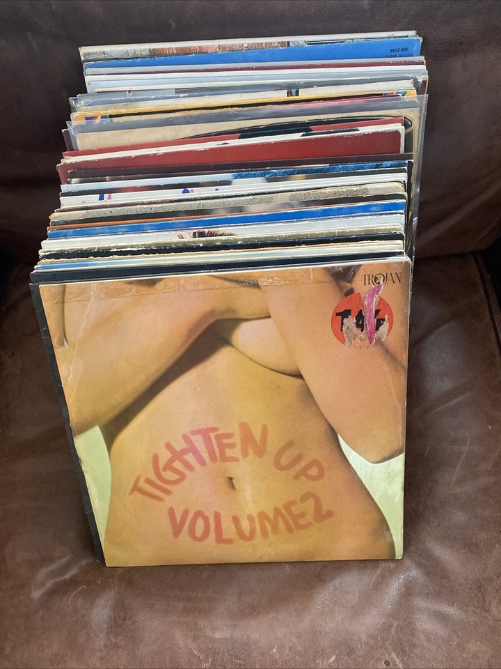 JOB LOT OF 50 ROCK POP PROG BOB MARLEY FLOYD BOWIE CRIMSON QUATRO VINYL