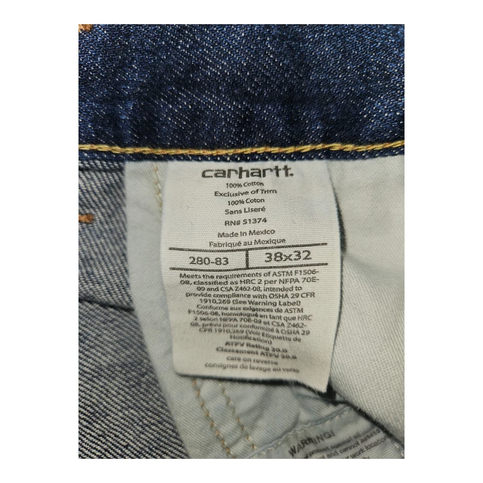 Carhartt Jeans 38x32 Men's Wide Boot Cut Flame Resistant Workwear - Image 2 of 4