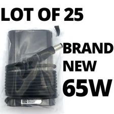 Lot of 25 NEW OEM Dell New Style AC Power Adapter 19.5V 3.34A 65W 7.4mm & Cord