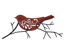 Painted Bird Branches Metal Wall Art Hanging Sculpture Decor Dark Orange Black