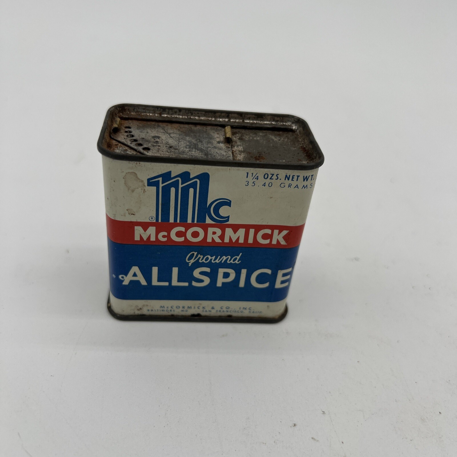 Vintage McCormick Ground All Spice Metal Spice Tin, Date Unknown