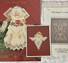 Hardanger Chart Cross 'N Patch Buell Lot of 3  Angel Book Plus 1994 Angel Card