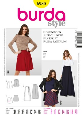 Burda Style Schnittmuster - Hosenrock - Rock - Maxirock - Nr. 6980