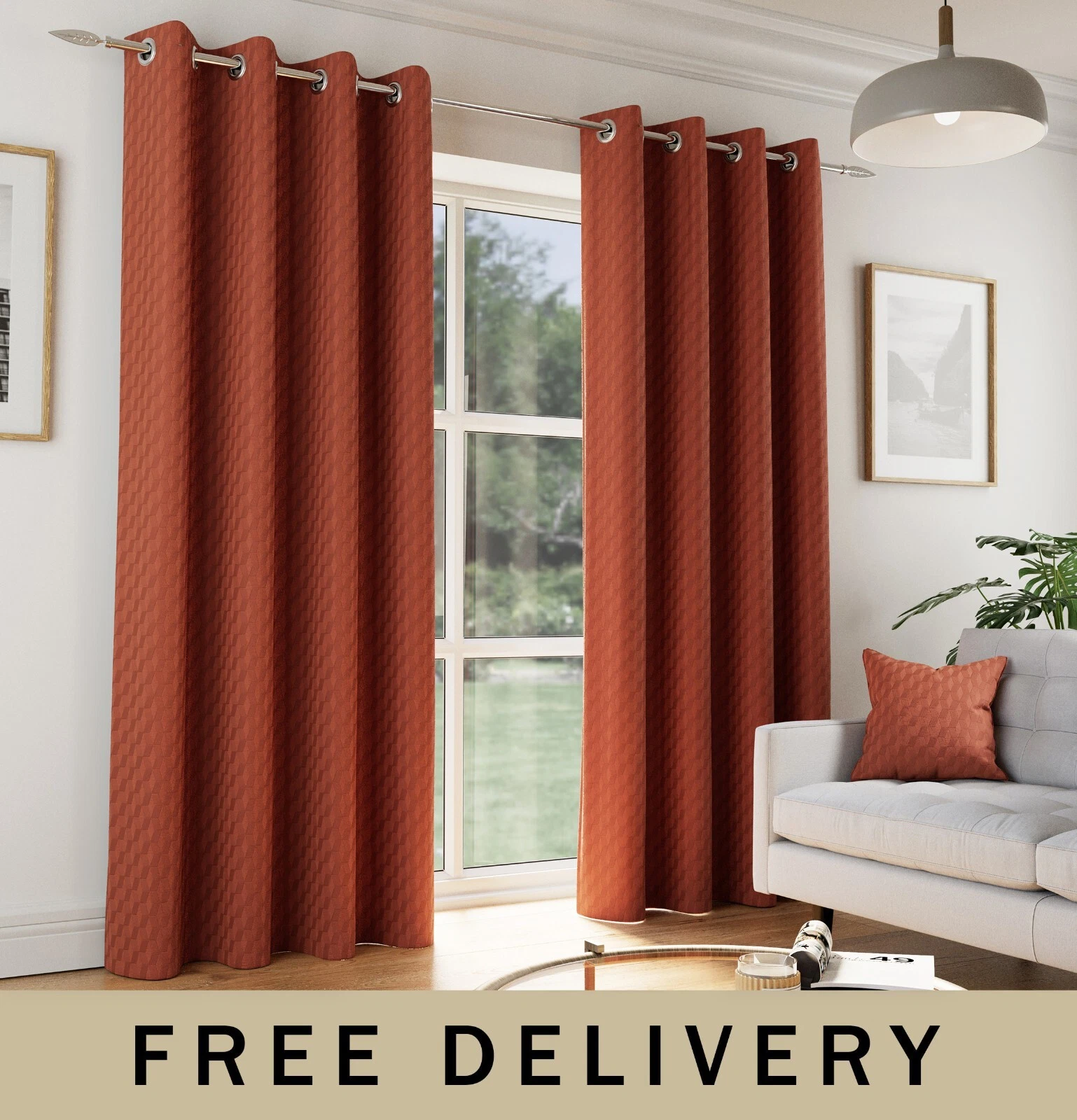 Tokyo Orange Soft Velvet Room Darkening Eyelet Curtains (Pair)
Opens in a new window or tab