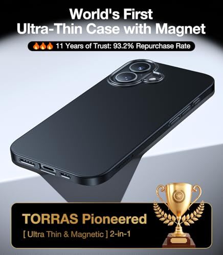 Magnetic Slim-Fit for iPhone 16 Case 6.1 inch, Ultra-Thin 16 For 16 6.1" Black - Picture 3 of 7