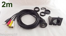 Car Dashboard Flush Mount 3.5mm to Male 3RCA USB Extension Audio Video Cable 2M