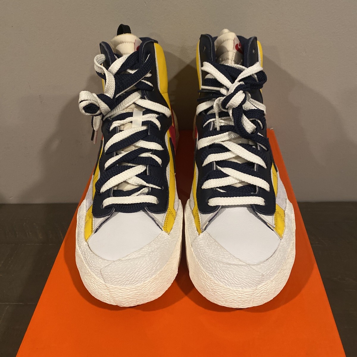 Size 10.5 - Nike sacai x Blazer Mid Maize Navy 192502553624| eBay