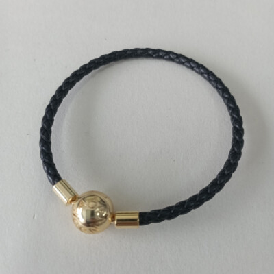 Pandora Moments Black Braided Bracelet ALE Leather S925