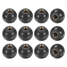12Pcs Threaded Ball Knobs, M5 16mm Dia. Thermoset Phenolic Brass Handle [Black]
