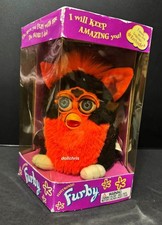 Vintage Furby Tangerine Tart 1999 Orange and Black Tiger Hasbro New tied in Box