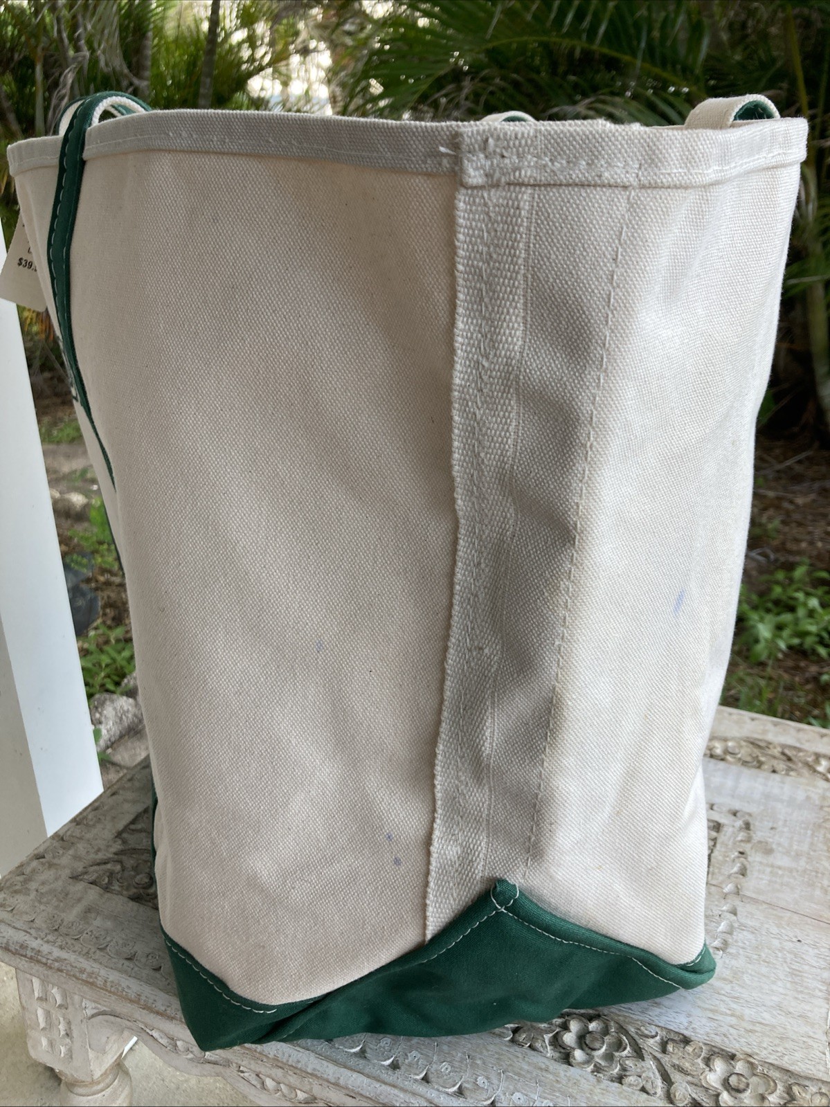 Vintage Green Trim L.L. Bean Boat and Tote Open Top XL X-Large Bag * NEW other! image 4
