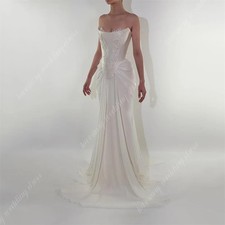 Mermaid Bridal Gowns Lace Applique Classic Sheath Wedding Dresses Floor Length
