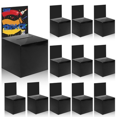 Ysglory 12 Pack Raffle Ticket Box Black Cardboard Suggestion Box with Slot Do...