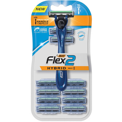   Flex2  Hybrid Disposable Razor, Blue, 10 Pack