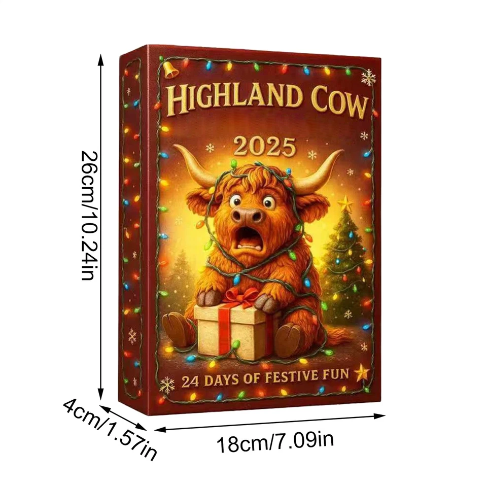 2025 Highland Cow 3D Advent Calendar Kids Xmas Gift 24 Days Christmas Countdown - Image 2 of 4