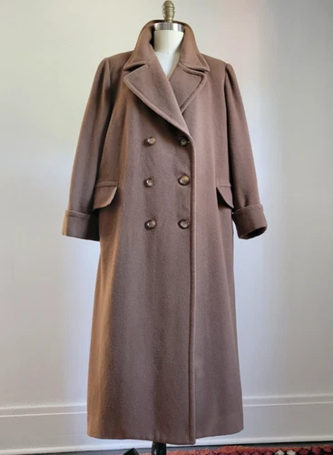 VTG HARVE BENARD TOBACCO BROWN CAMEL HAIR WOOL DOUBLE BREASTED BOYFRIEND COAT