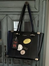Karl Lagerfeld Paris Marselle medium leather tote in black. Travel Inspired