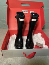 Hunter Original Kids Gloss Black Rubber Rain Boots US 3B/4G EU34 JFT6000RGL