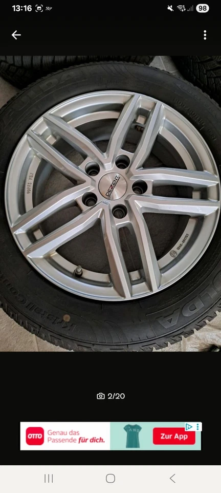 6,5 X 16" Alu mit 205/60 Winterreifen MG-VW-SKODA-SEAT-AUDI  - Bild 2 von 4