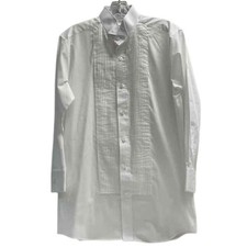 Vintage White Tuxedo Shirt Pleated Front Easy-Fit Dress Shirt
