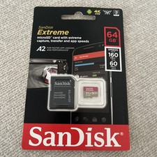 Brand New Sealed Unused SanDisk Extreme microSD Card 4K UHD A2 64GB 160 MB/s