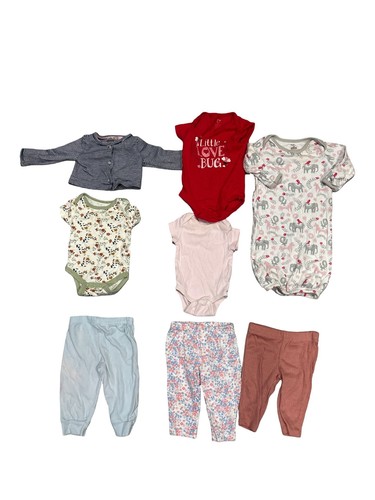 8-Piece Baby Girl Clothes Bundle, Carter's, Little Me, Chick Pea, Sizes NB-6M