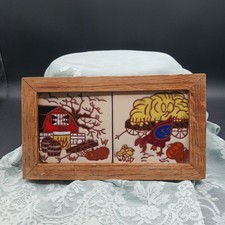 VTG Ceramic Tile Framed Wall art Barn Hen Chi...