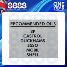 RECOMMENDED OILS DECAL For Massey Ferguson 135 Tractor