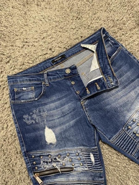 Men Balmain Jeans Navy Elastane 34 / L / 50