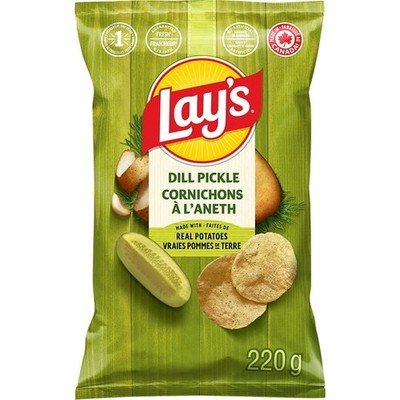 Lay's Dill Pickle flavoured Potato Chips (220 g) - FROM CANADA