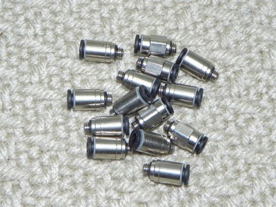 14) Legris 4.5/32 Push to Connect,4 Have like Hex Nut body. Male 10/32OD/4.10ID